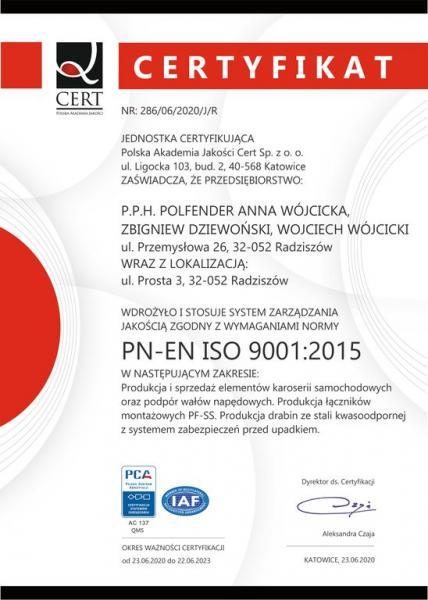 POLFENDER CERT ISO - R2020 (polska)